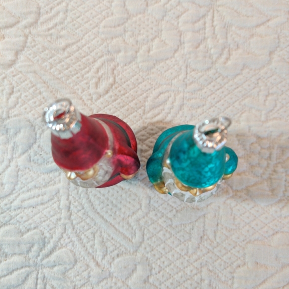 POTTERY BARN Mercury Glass Santa Gnomes Christmas Holiday Ornaments Set Of Two - Picture 5 of 8